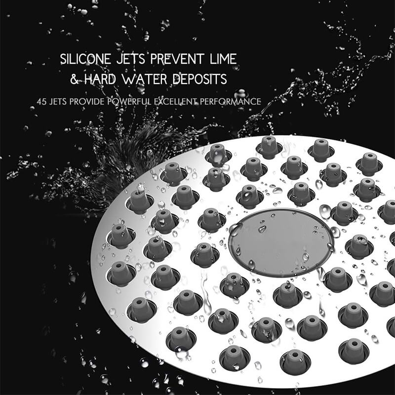 Chrome, Matte Black & Brushed Nickel High-Pressure Showerhead with Anti-Clog Nozzles - G1/2 Brass