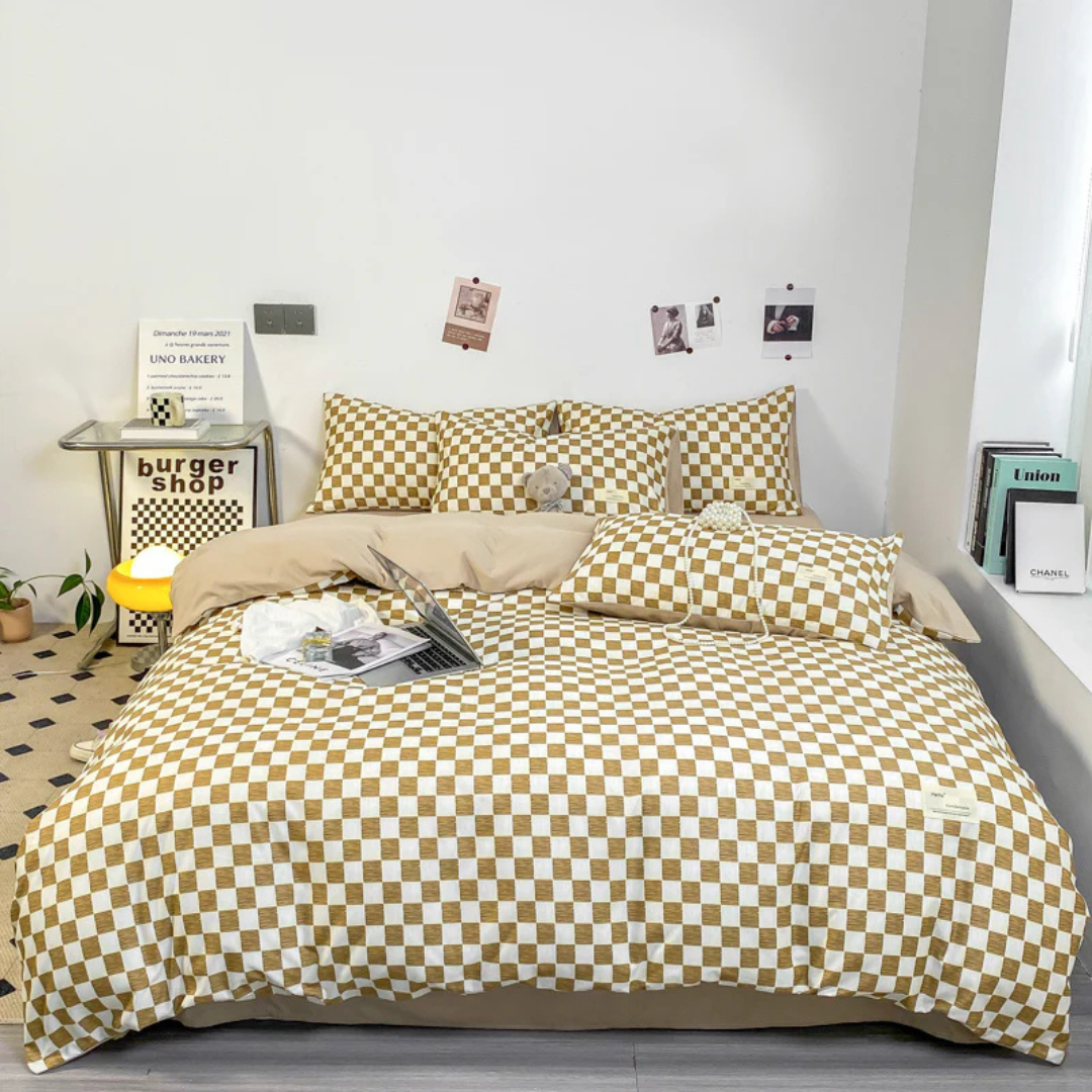 Checkered Duvet Cover Set – Soft, Breathable Fabric for All-Season Use