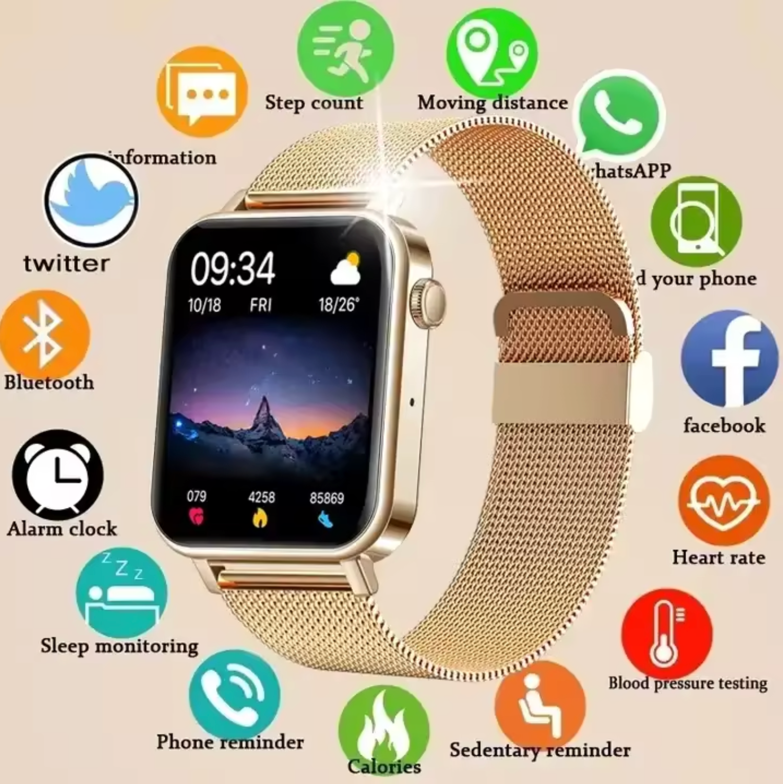 Health Monitoring Smartwatch with Touchscreen for Daily Fitness Tracking