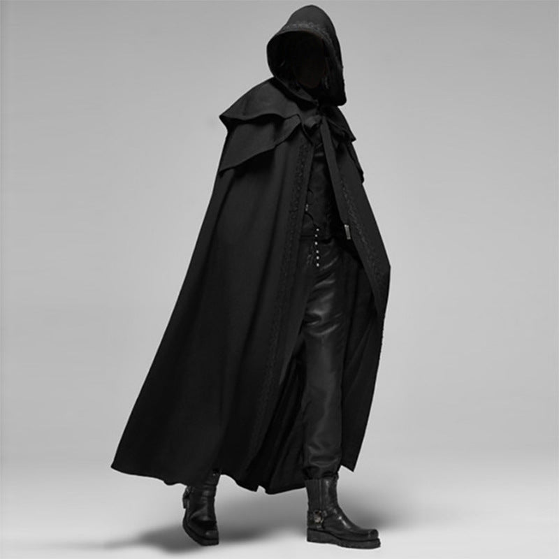 Hooded Cloak in Velvet Fabric with Oversized Hood for Unisex Cosplay