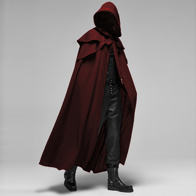 Hooded Cloak in Velvet Fabric with Oversized Hood for Unisex Cosplay