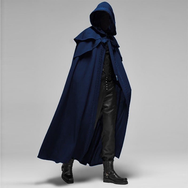 Hooded Cloak in Velvet Fabric with Oversized Hood for Unisex Cosplay