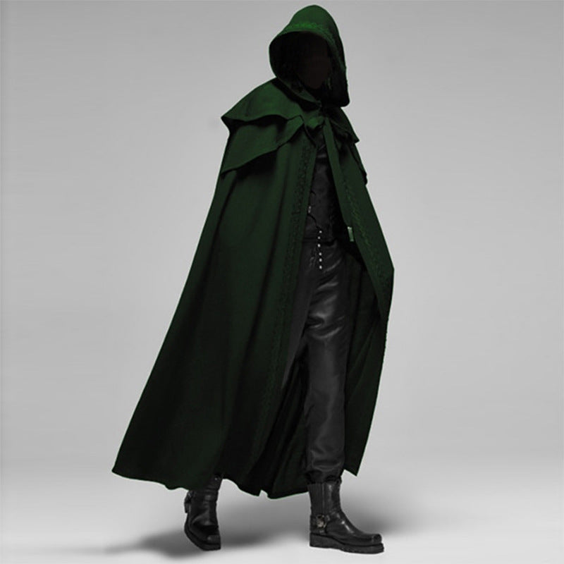 Hooded Cloak in Velvet Fabric with Oversized Hood for Unisex Cosplay