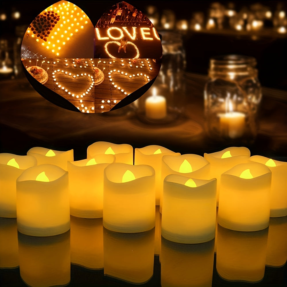 Flameless LED Tealight Candles with Flickering Effect – Safe Battery-Operated Lighting for Romantic Events