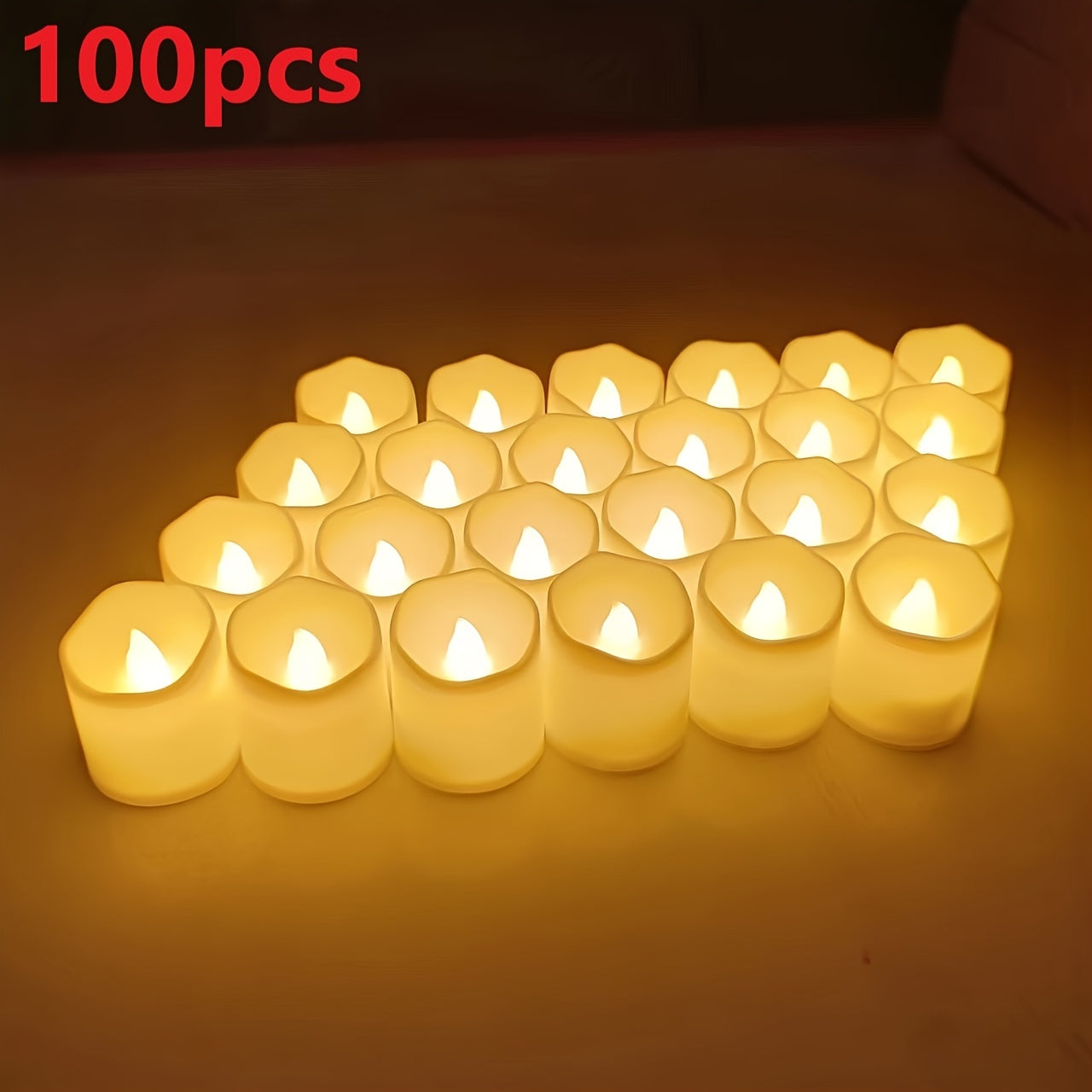 Flameless LED Tealight Candles with Flickering Effect – Safe Battery-Operated Lighting for Romantic Events