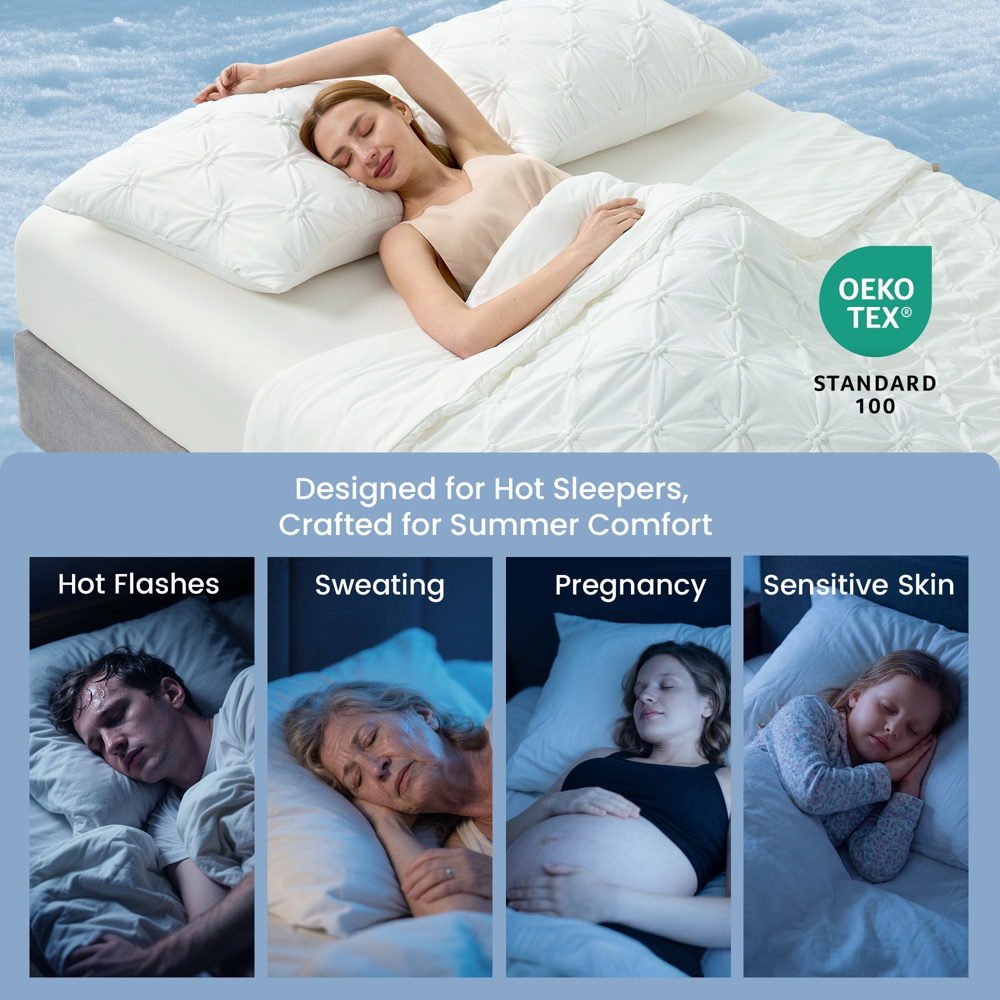 Lightweight Cooling Comforter with Pintuck Design for Breathable Sleep