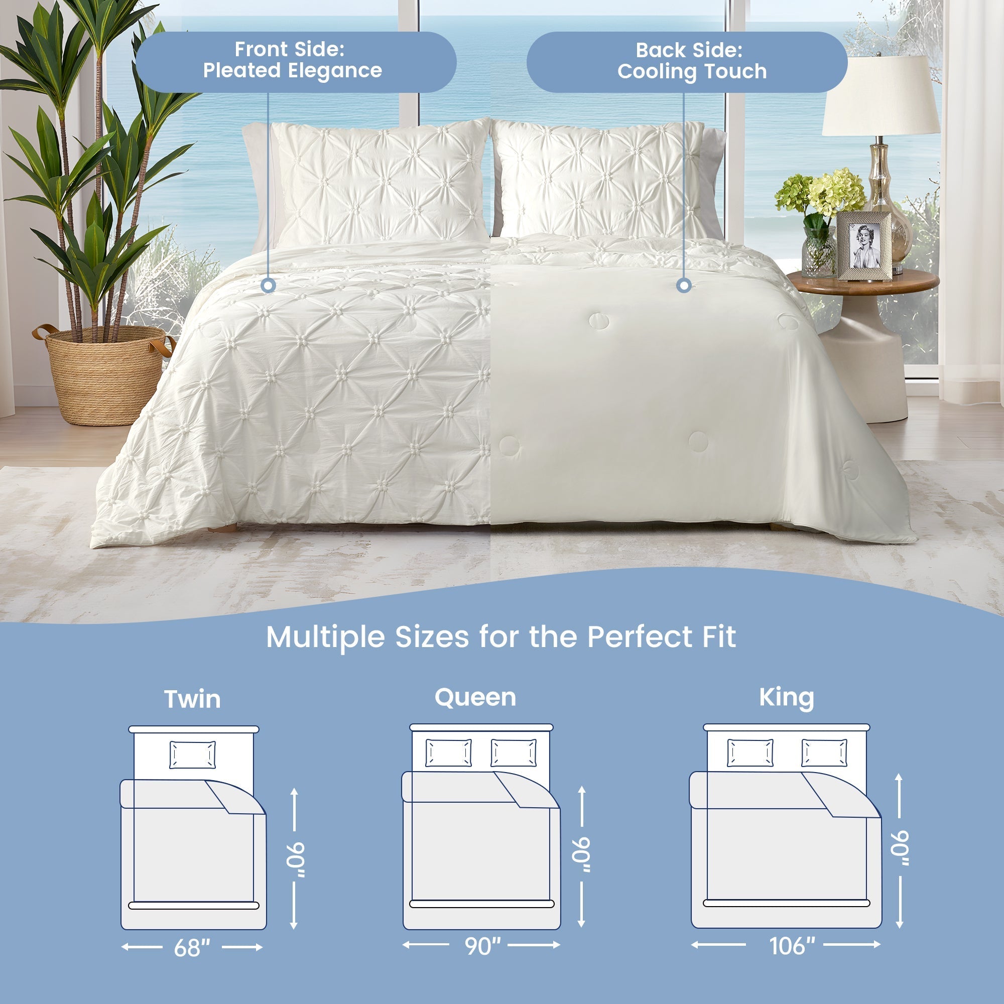 Lightweight Cooling Comforter with Pintuck Design and Breathable Fabric