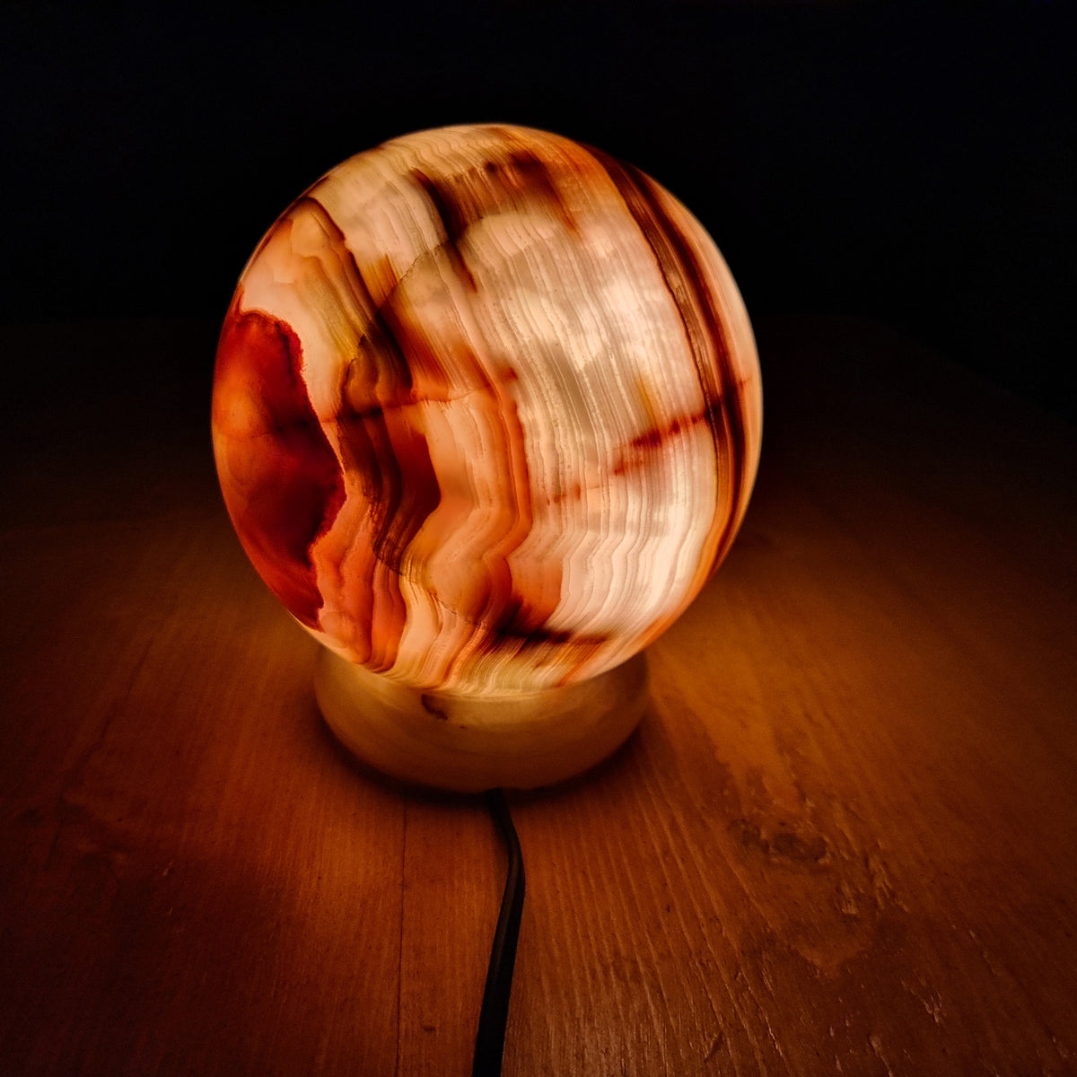 Sophisticated Round Lamp with Stone Aesthetic for Any Space