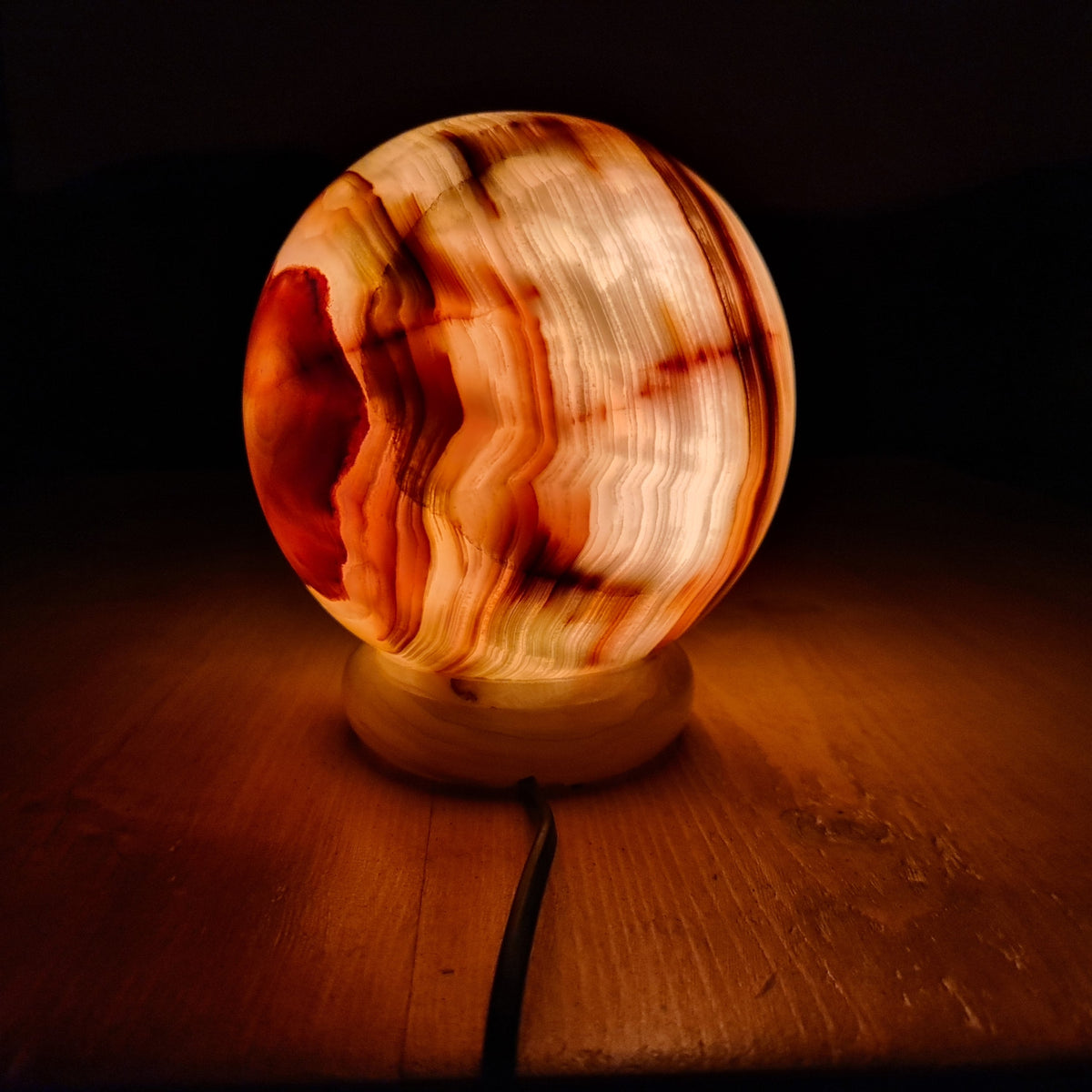 Sophisticated Round Lamp with Stone Aesthetic for Any Space