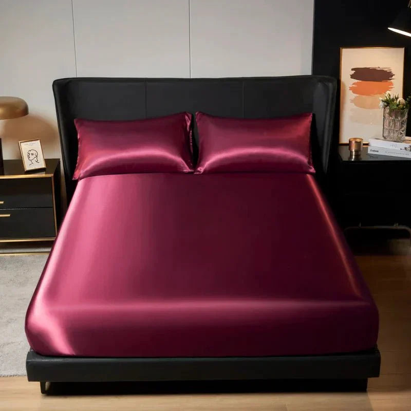 BreezyDream Satin Cooling Fitted Sheet with Secure Fit