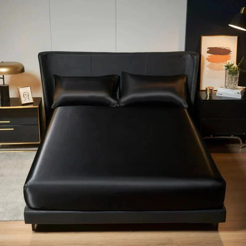 BreezyDream Satin Cooling Fitted Sheet with Secure Fit