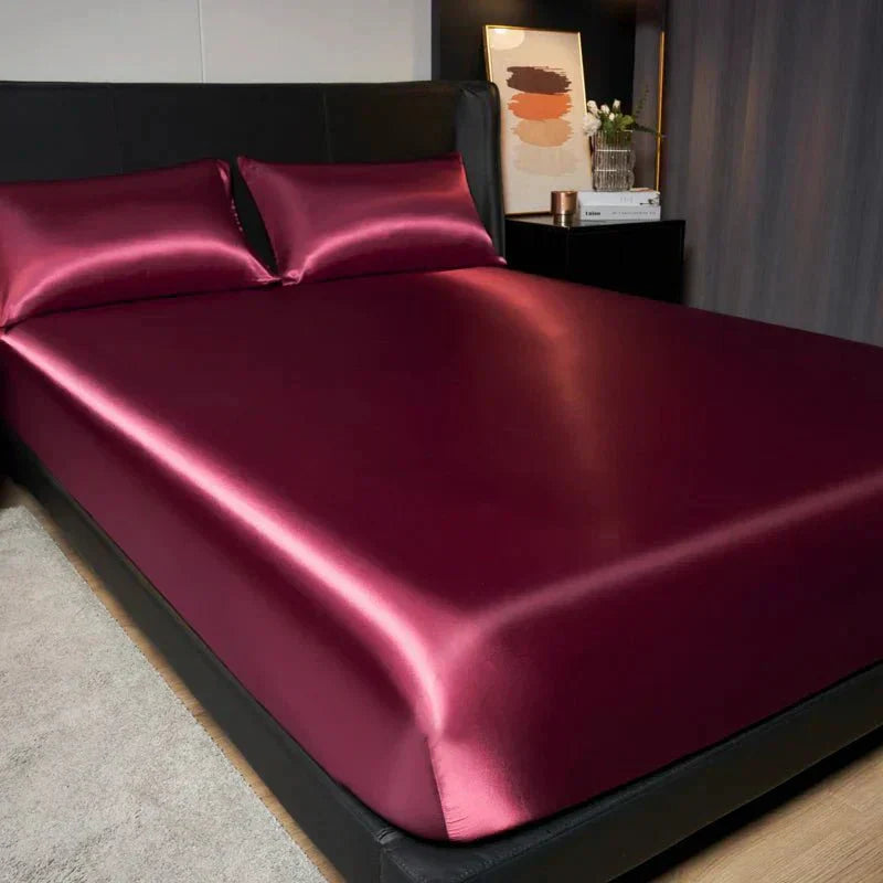 BreezyDream Satin Cooling Fitted Sheet with Secure Fit