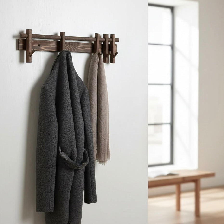 Coat Rack for Wall with 6 Detachable Hooks