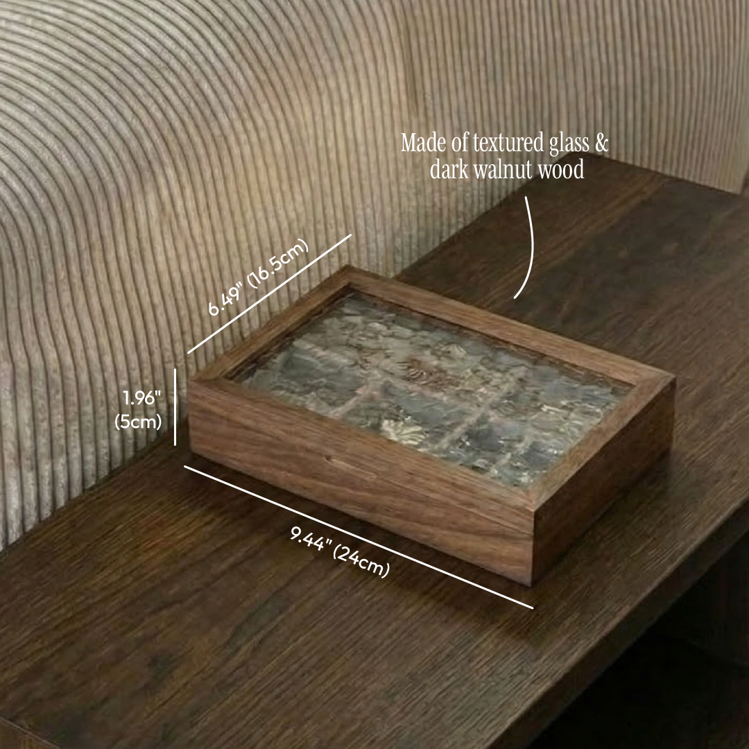 Natural Wood Jewelry Organizer with Velvet Interior and Various Compartments