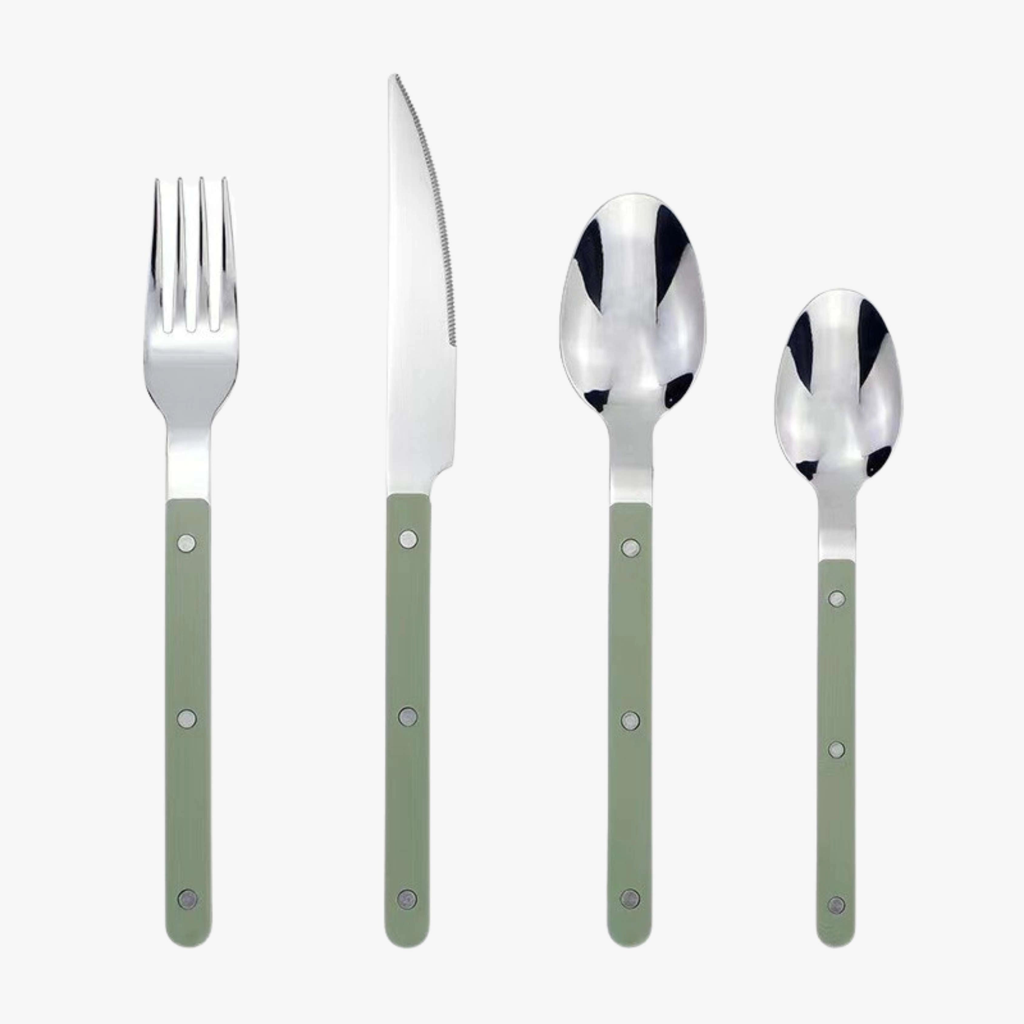 24-Piece Stainless Steel Silverware Set with Contemporary Black Handles