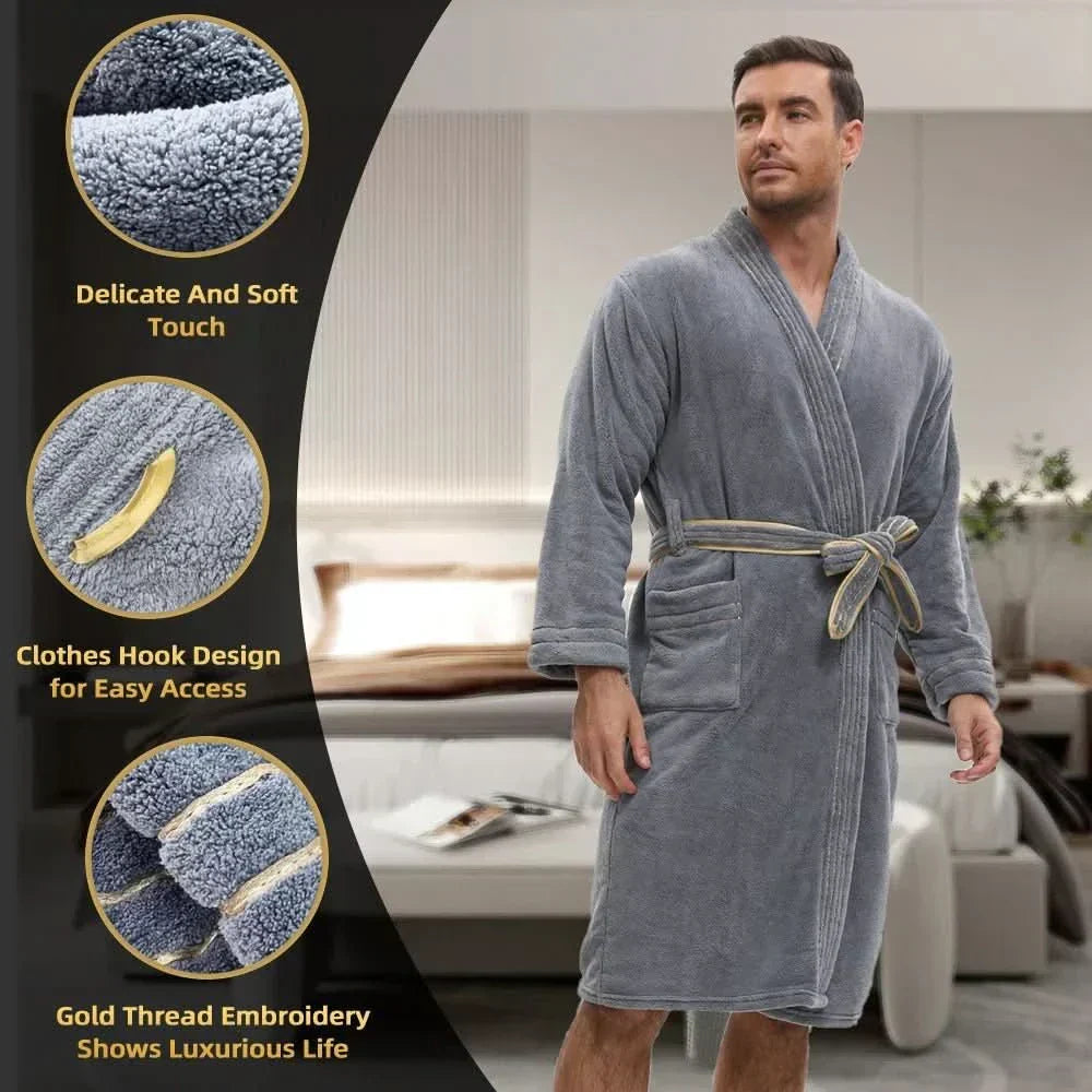 Velvet Comfort Men's Bathrobe with Deep Pockets