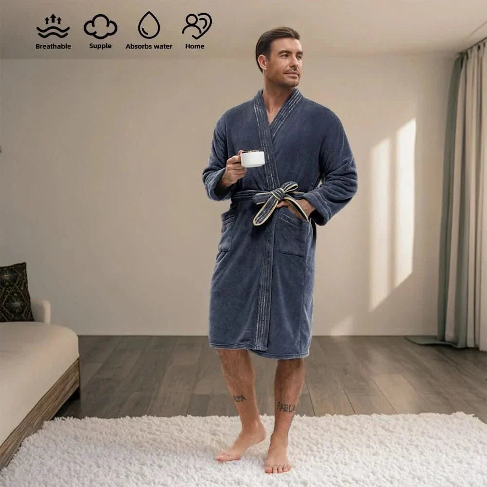 Velvet Comfort Men's Bathrobe with Deep Pockets
