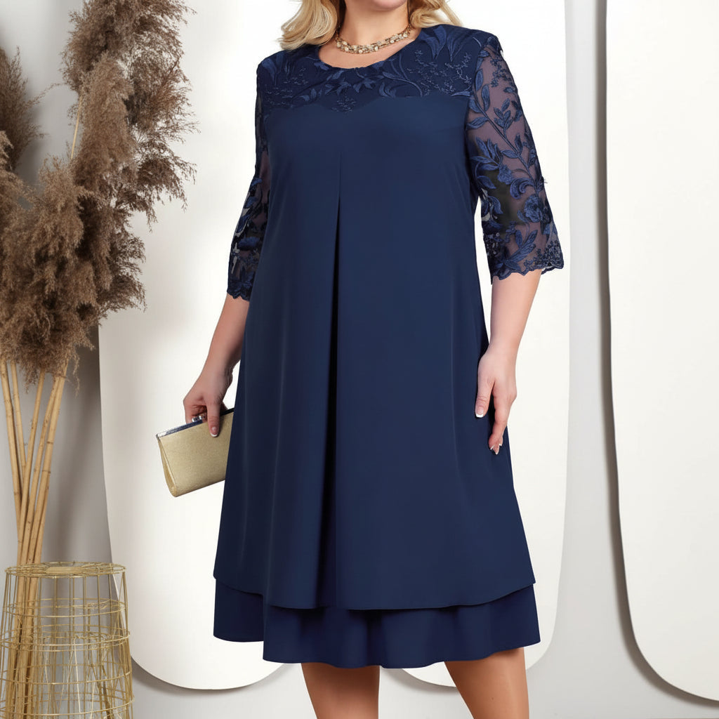 Starlight Elegance Plus-Size Embroidered Evening Gown