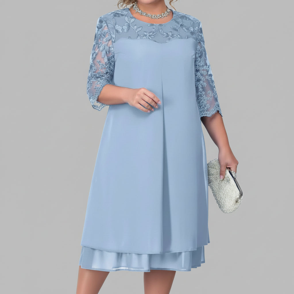 Starlight Elegance Plus-Size Embroidered Evening Gown