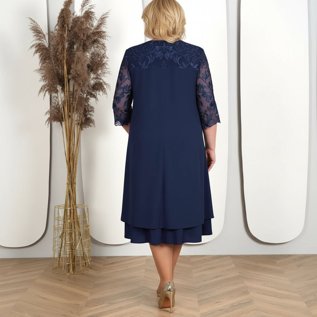 Starlight Elegance Plus-Size Embroidered Evening Gown