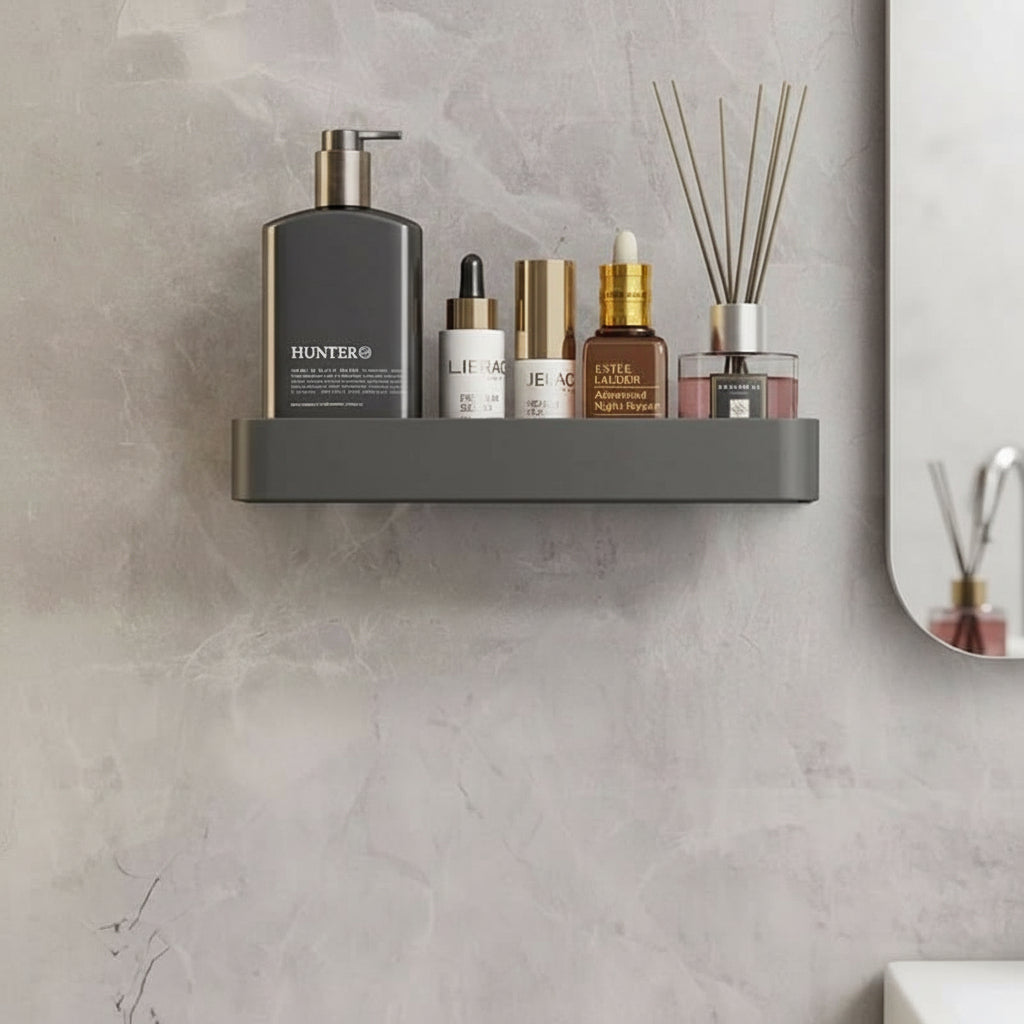 Elegant Wall-Mounted Bathroom Shelf with Towel Rack - Easy Install
