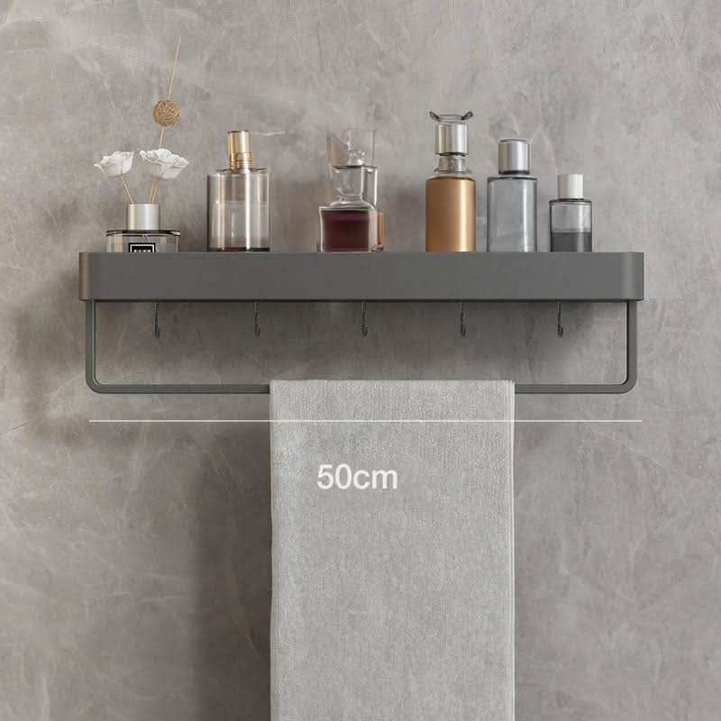 Elegant Wall-Mounted Bathroom Shelf with Towel Rack - Easy Install