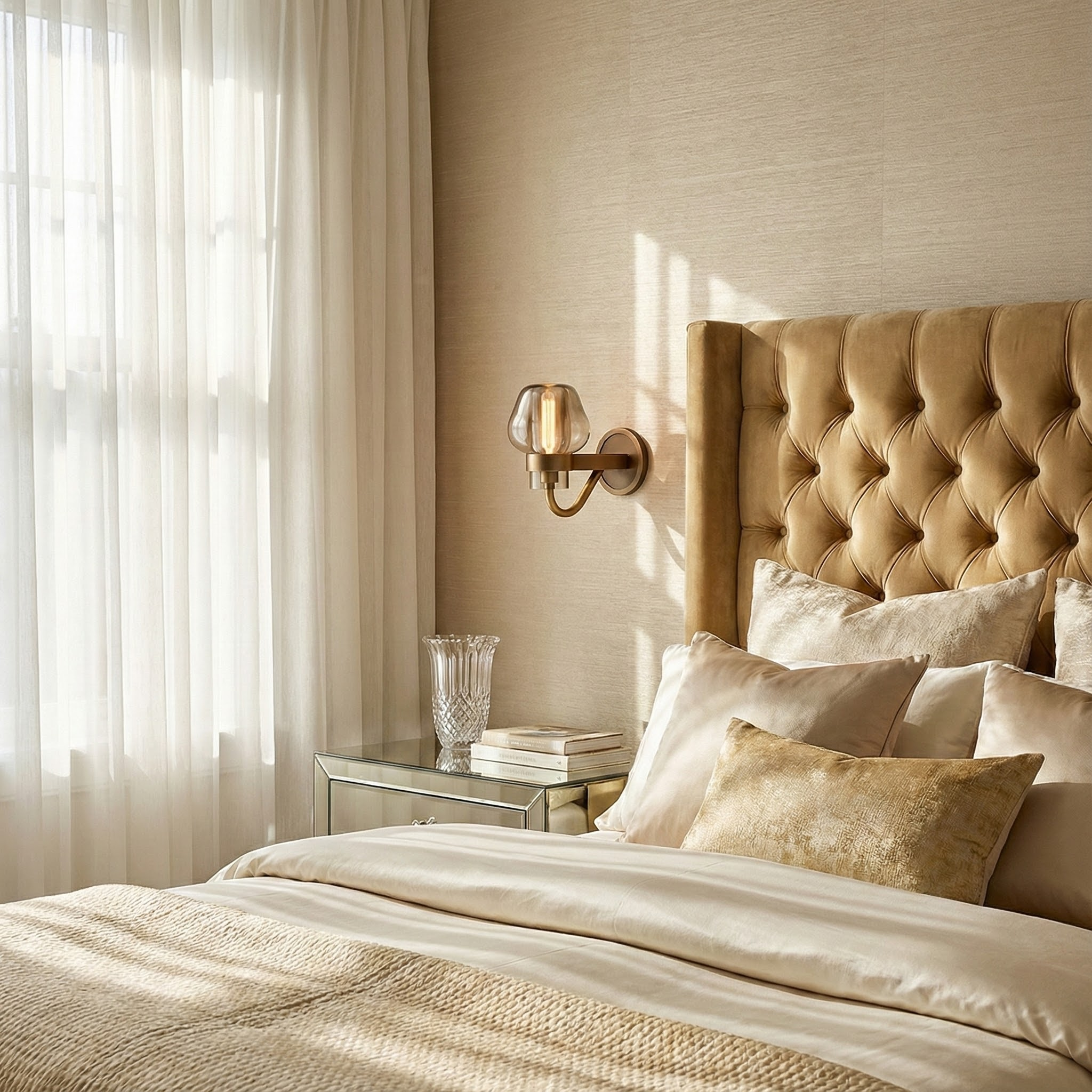 LuxeAura Modern Crystal Wall Sconce for Elegant Spaces