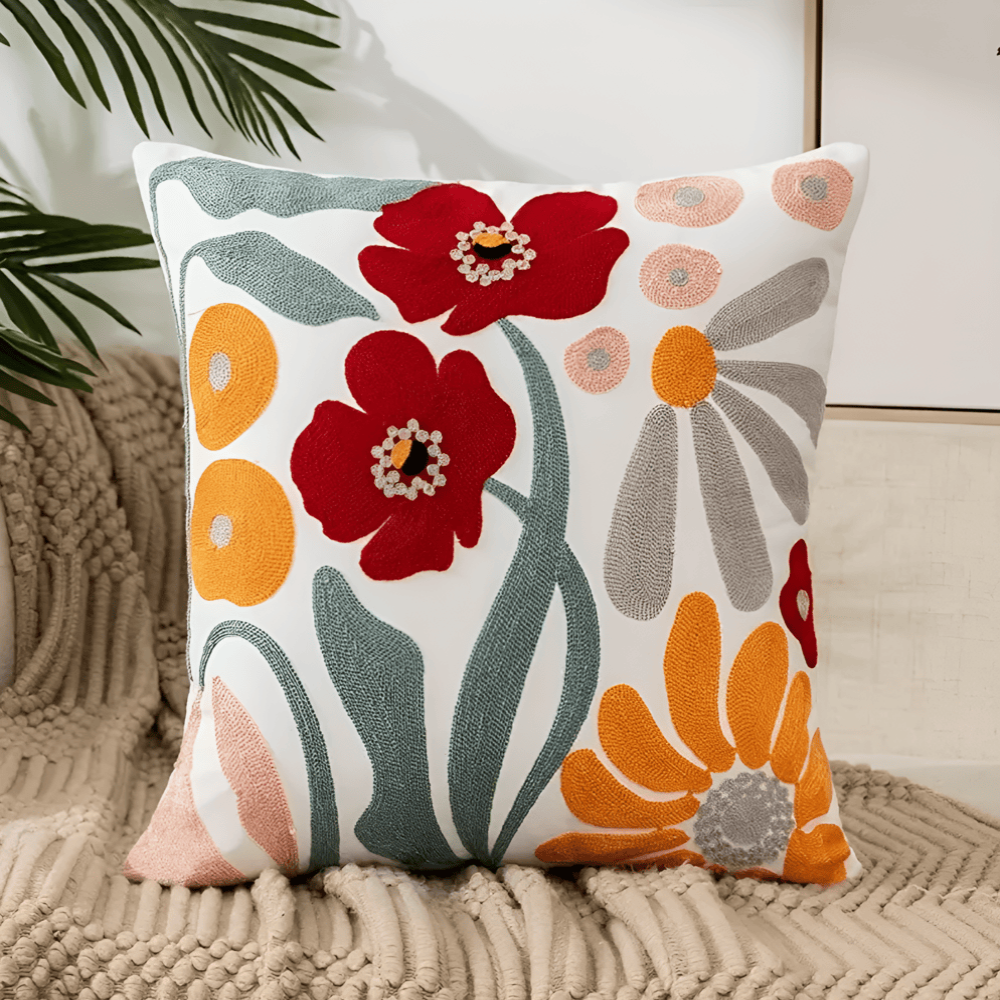 Charming Floral Accent Pillow Cover – Soft Cotton Blend