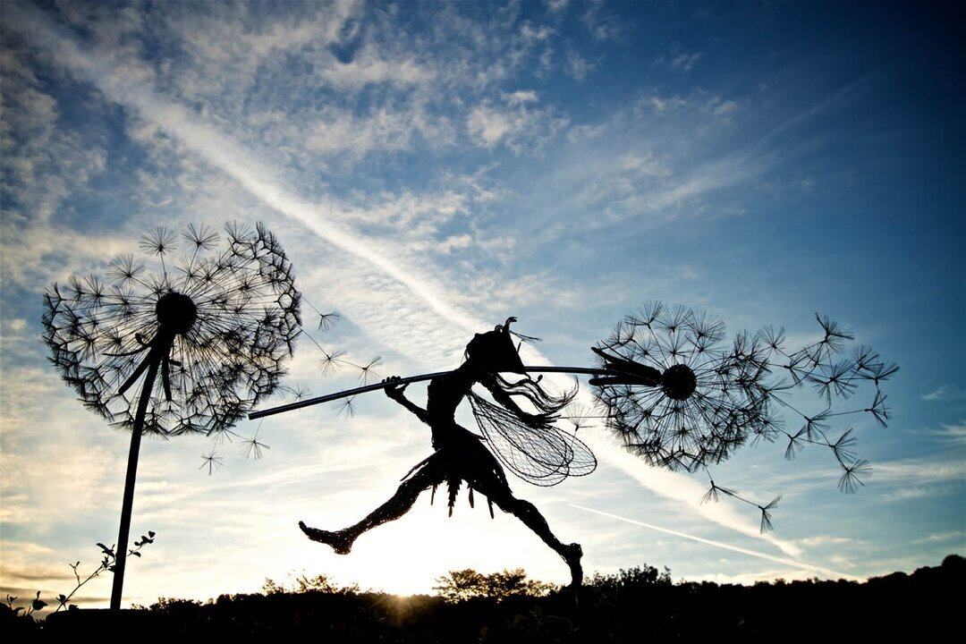 Whimsical Outdoor Wall Art | Unique Dandelion Fairy Garden Ornaments