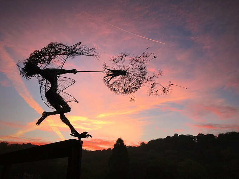 Whimsical Outdoor Wall Art | Unique Dandelion Fairy Garden Ornaments