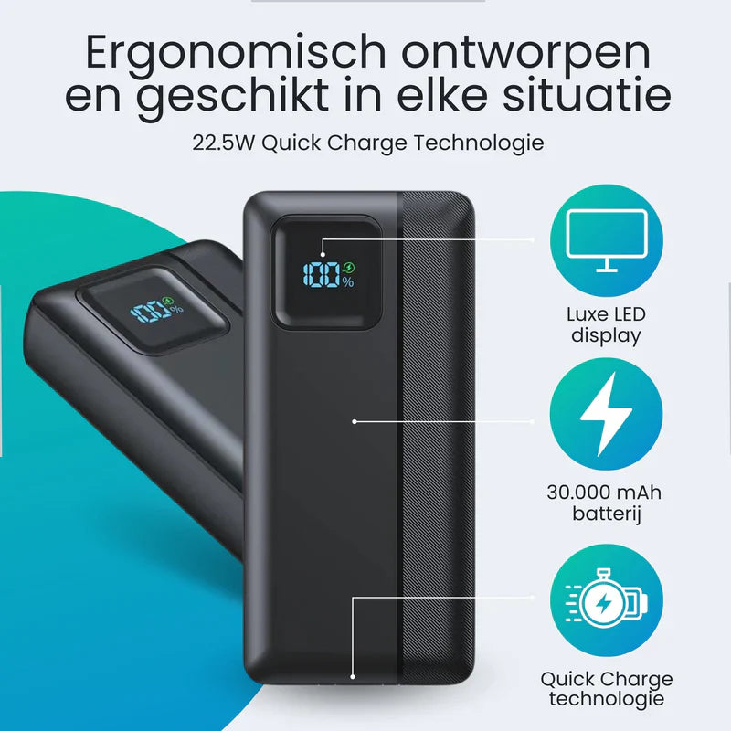 30000 mAh Charging Station with LED Display for Energy Storage