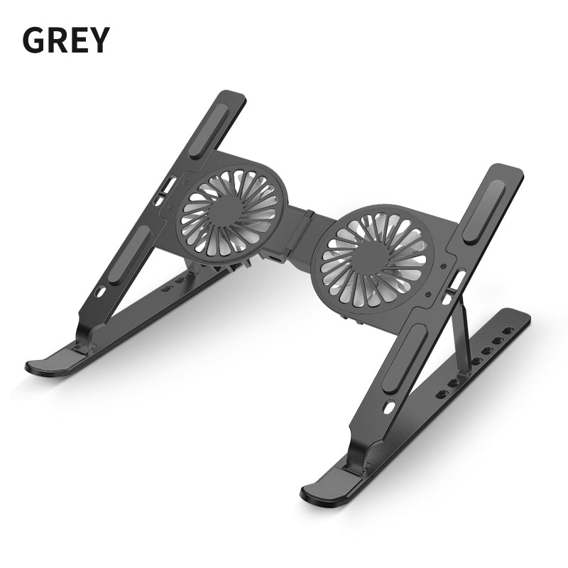 Adjustable Laptop Desk Stand with Cooling Fan for Comfort