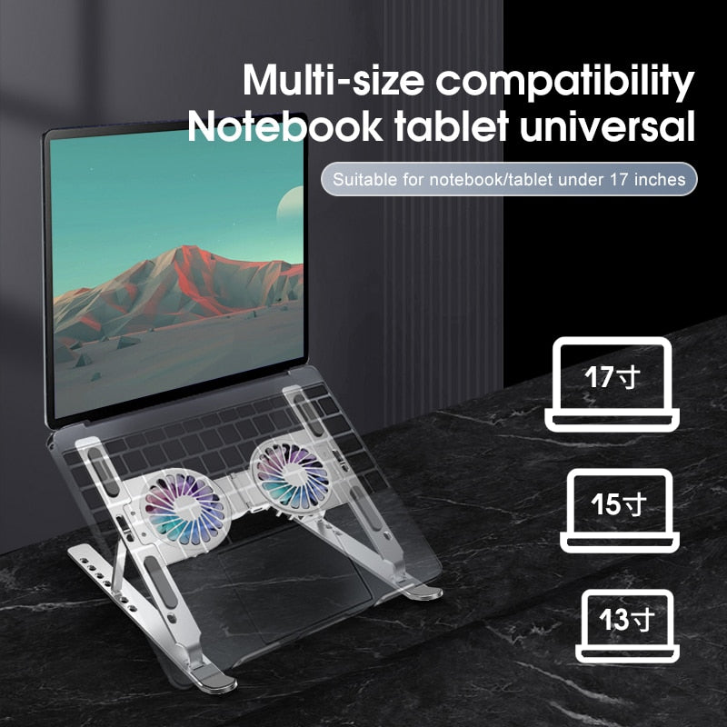 Adjustable Laptop Desk Stand with Cooling Fan for Comfort