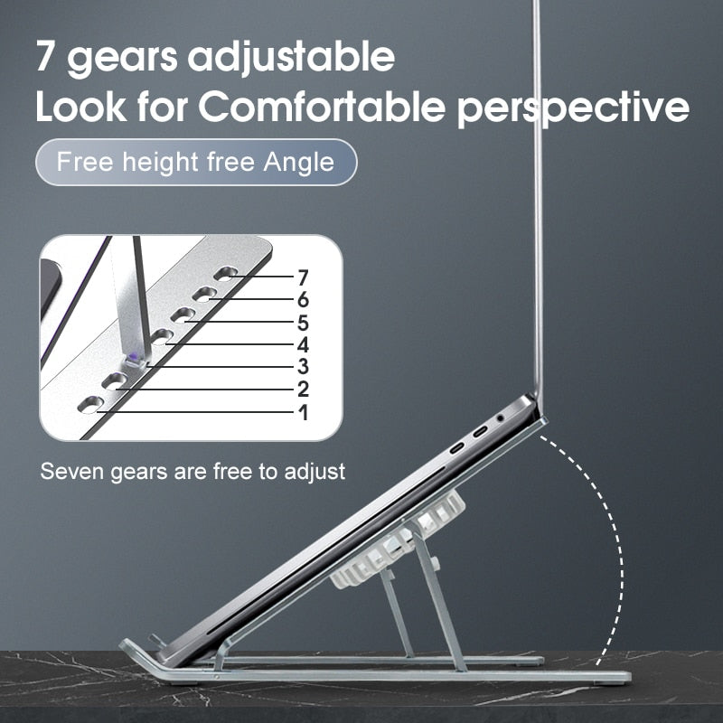 Adjustable Laptop Desk Stand with Cooling Fan for Comfort