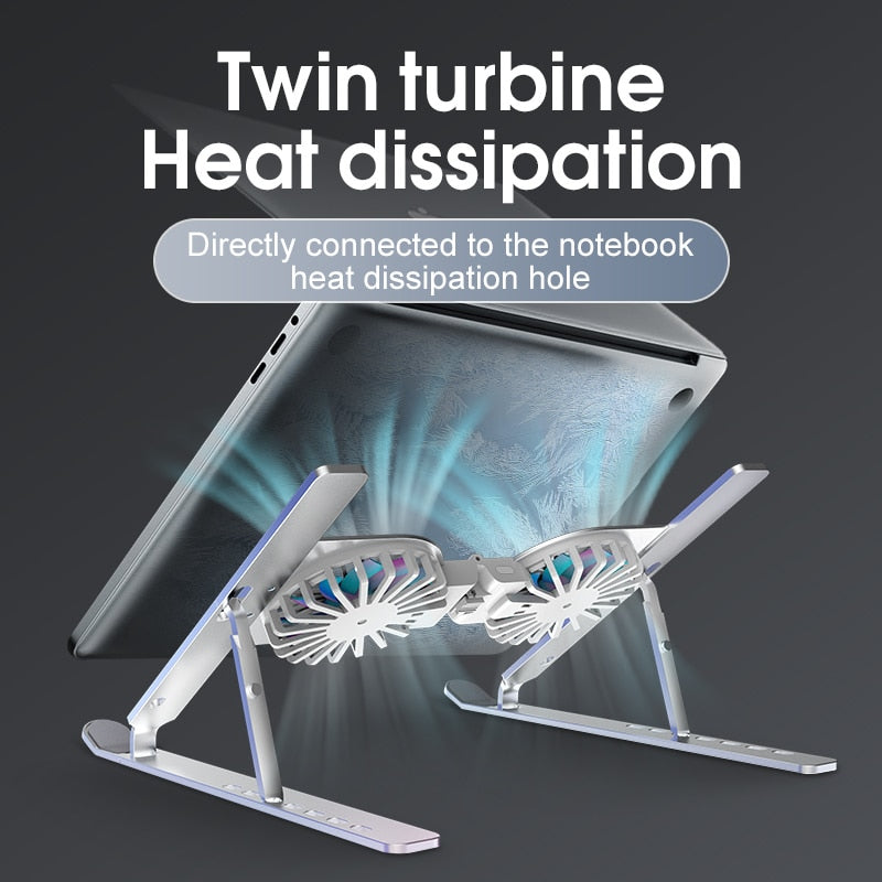 Adjustable Laptop Desk Stand with Cooling Fan for Comfort