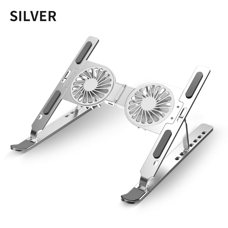 Adjustable Laptop Desk Stand with Cooling Fan for Comfort