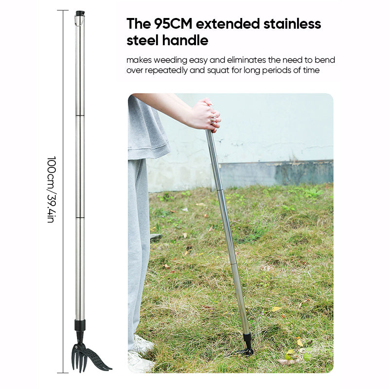 Stainless Steel Weed Puller Tool with Ergonomic Detachable Handle