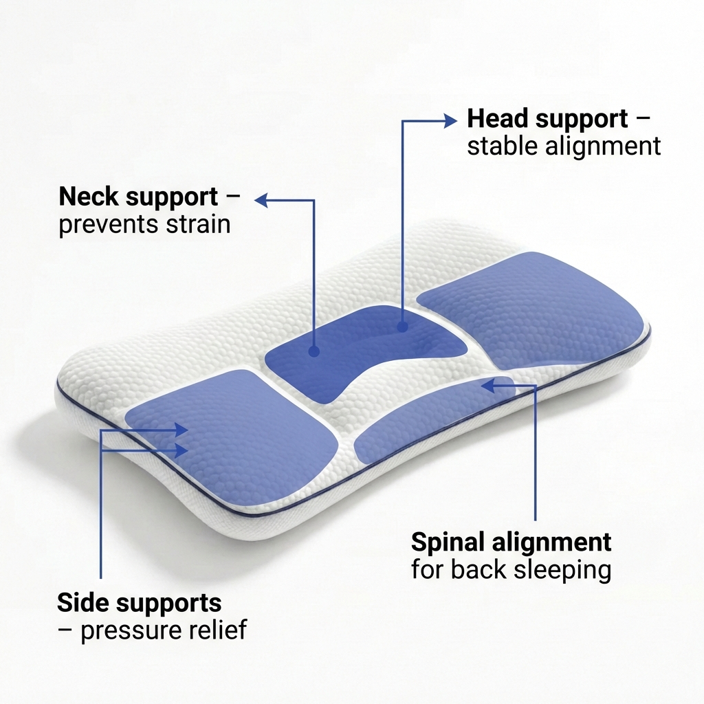 Ergonomic Memory Foam Pillow for Kids | Hypoallergenic | 3 Sizes | Washable Cover