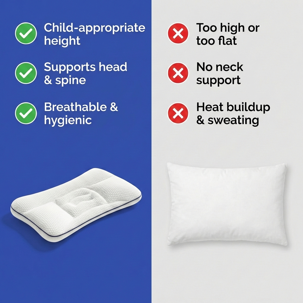 Ergonomic Memory Foam Pillow for Kids | Hypoallergenic | 3 Sizes | Washable Cover