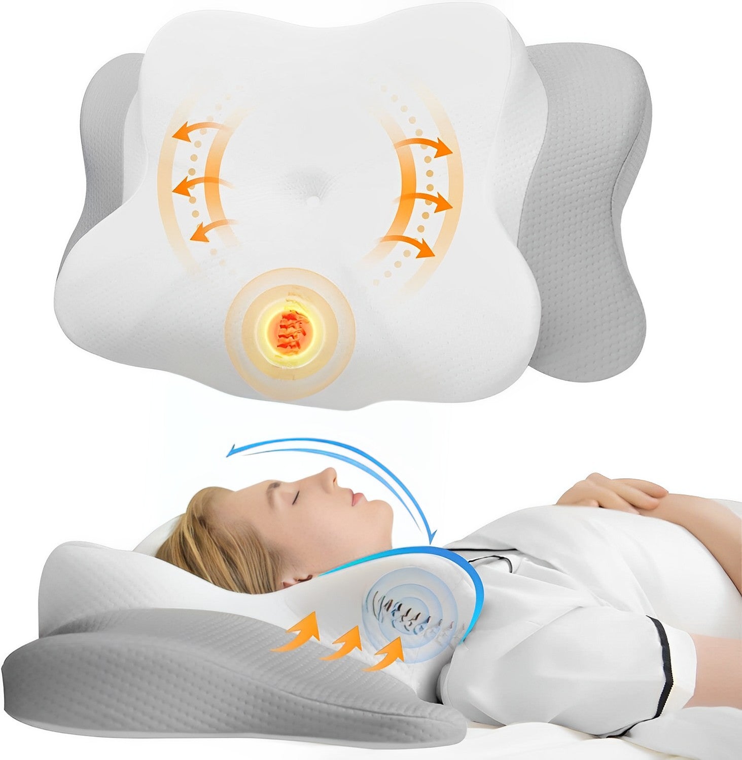 Cervical Neck Pillow for Ergonomic Support | Memory Foam | Dual Heights | Washable Cover | Suitable for Back, Side & Stomach Sleepers