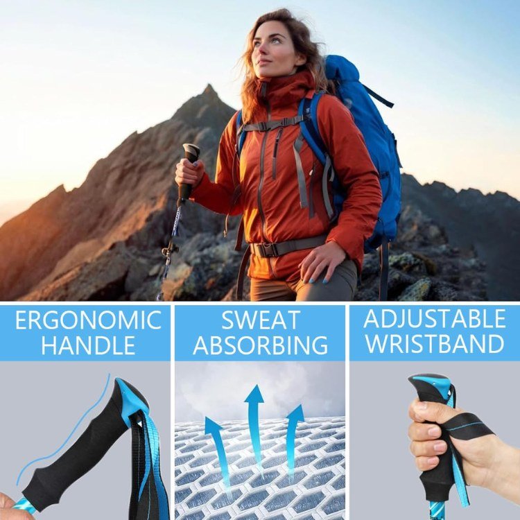 Lightweight Hiking Poles with Adjustable Height and Non-Slip Handles