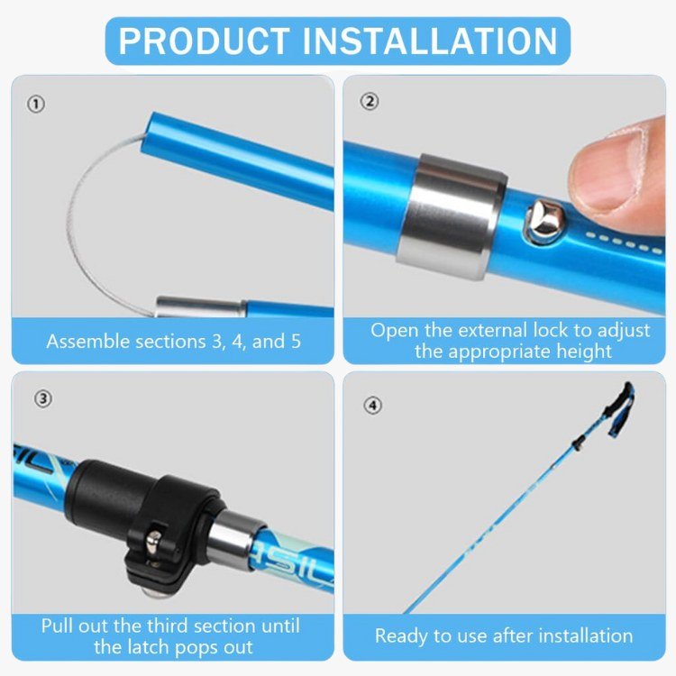 Lightweight Hiking Poles with Adjustable Height and Non-Slip Handles