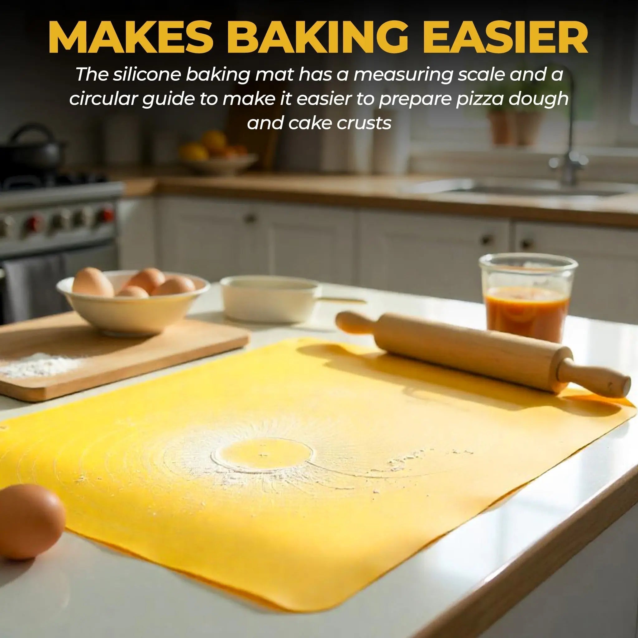 Extra Large Non-Stick Silicone Baking Mat for Dough Kneading and Rolling