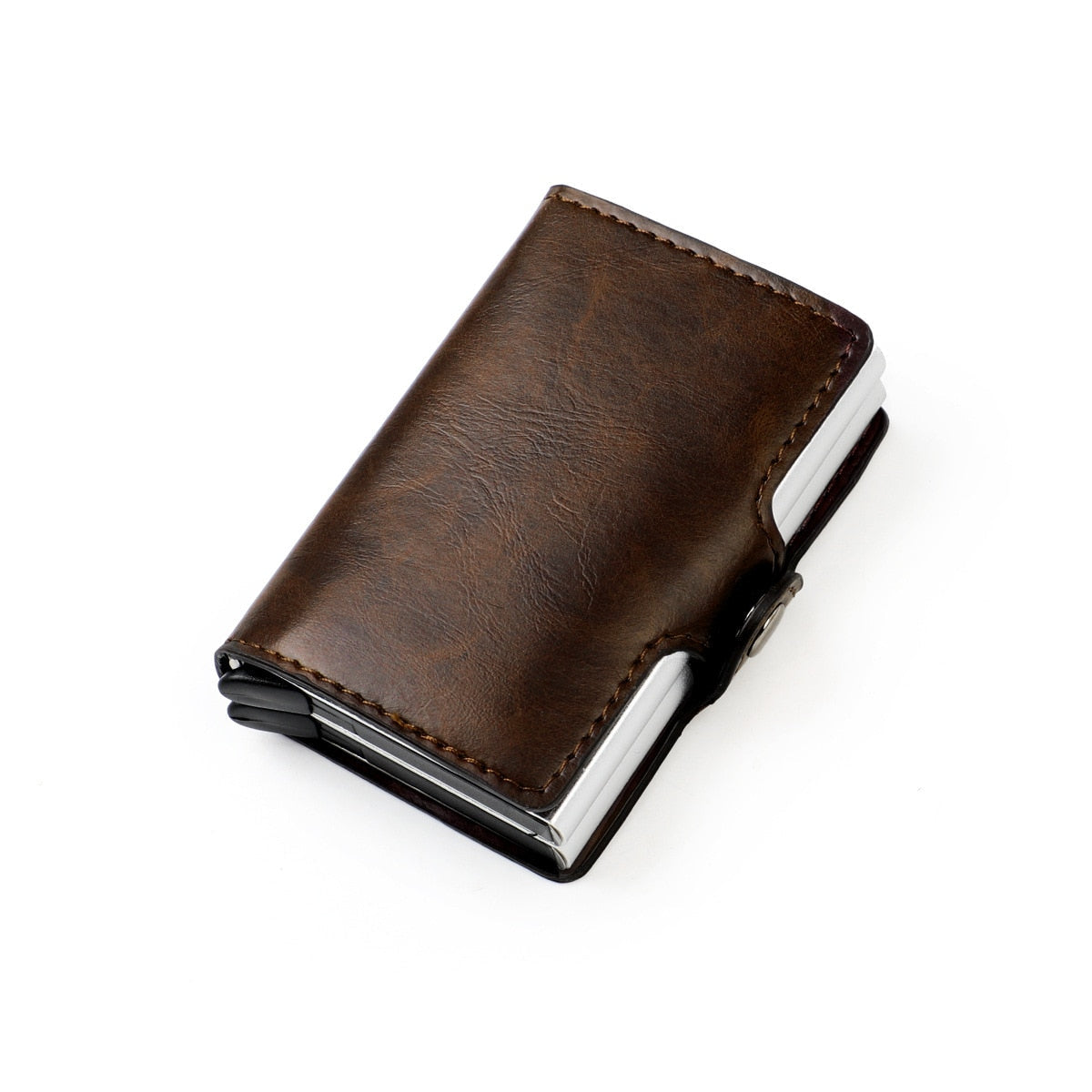 Slim Leather Wallet with RFID Protection and Pop-Up Card Holder