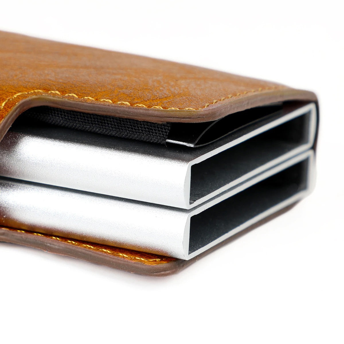 Slim Leather Wallet with RFID Protection and Pop-Up Card Holder