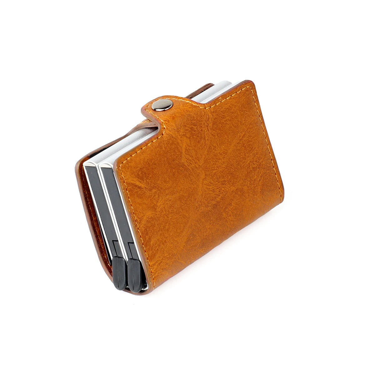 Slim Leather Wallet with RFID Protection and Pop-Up Card Holder