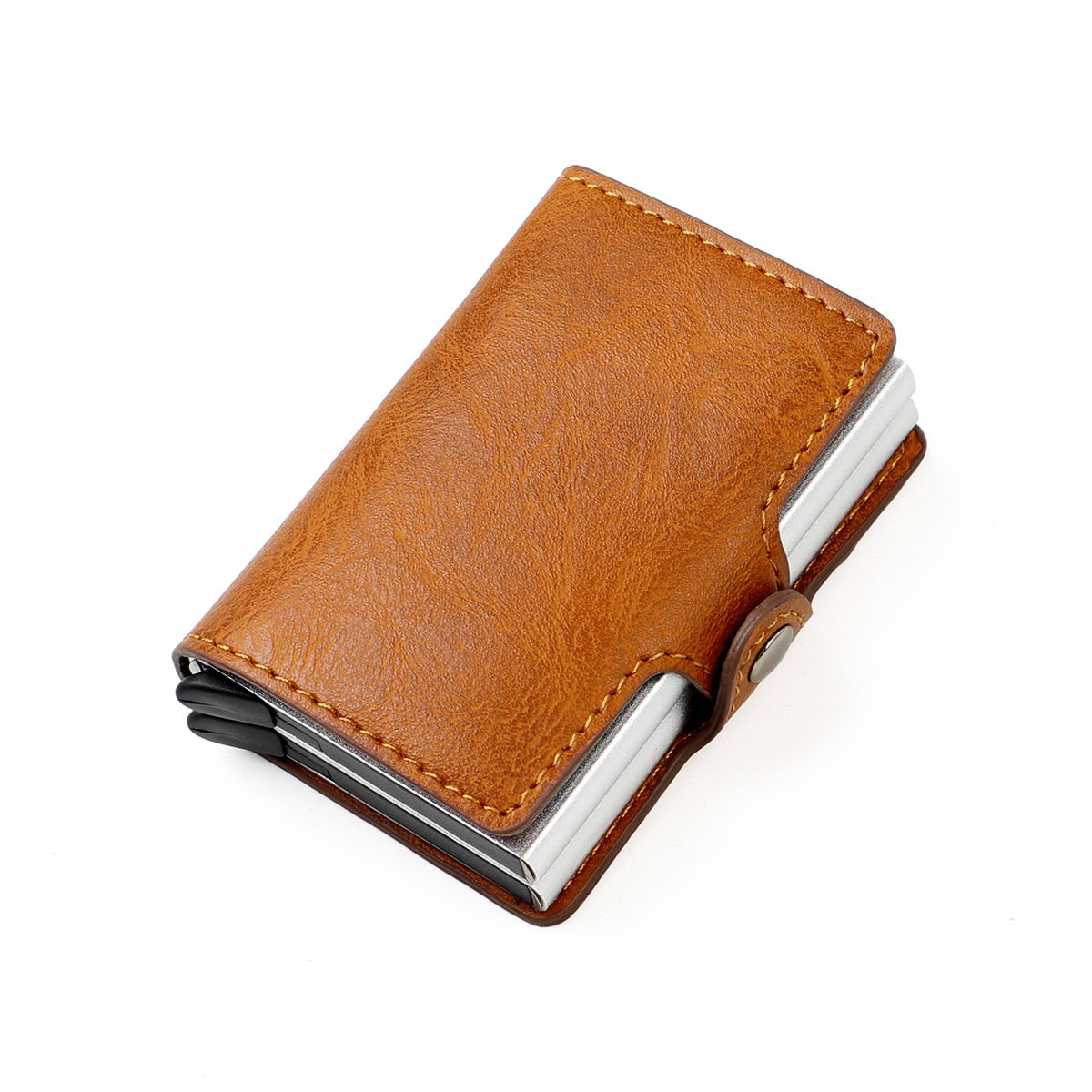 Slim Leather Wallet with RFID Protection and Pop-Up Card Holder