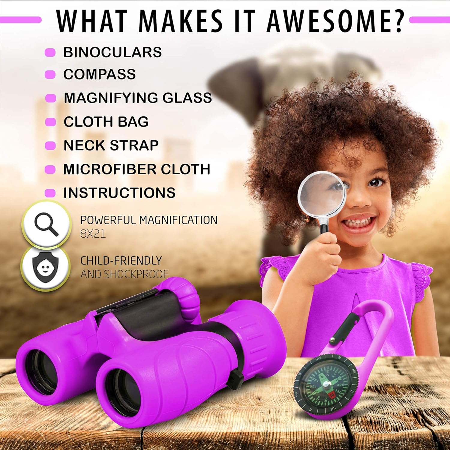 Kids Binoculars for Outdoor Use – 8x21 Magnification, Lightweight and Durable