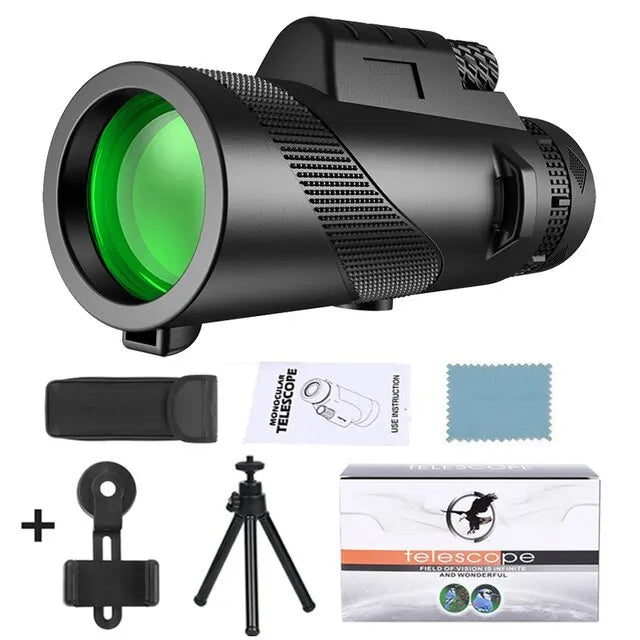 Compact Monocular Telescope for Bird Watching – 80x Magnification