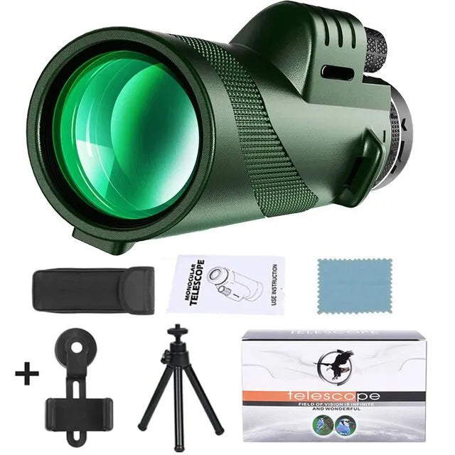 Compact Monocular Telescope for Bird Watching – 80x Magnification